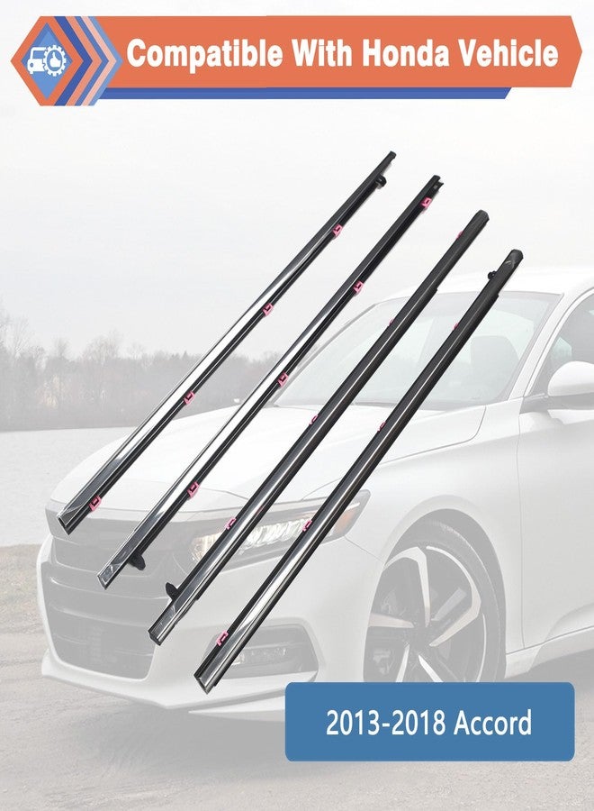 ZONFANT 4 Pcs Car Outer Door Window Moulding Trim Weatherstrip Seal Belt Compatible with Honda Vehicle 2013-2018 Accord, Replace#72410-T2A-A01 72450-T2A-A01 72910-T2A-A01 72950-T2A-A01 - Image 3